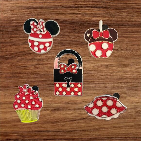 5 Minnie Mouse Disney Parks Trading Pins, Plus 2 Bonus Pins - Picture 1 of 2